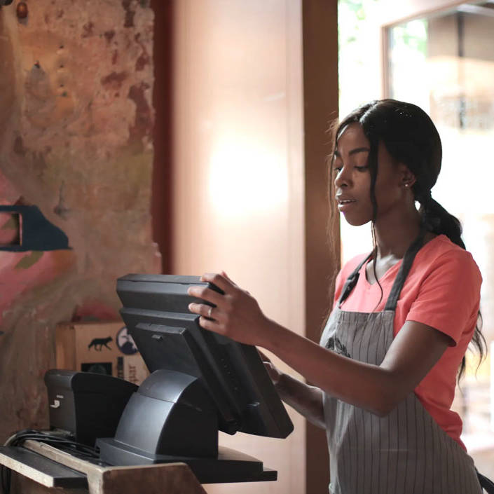 waiter using H&L Point of sales system
